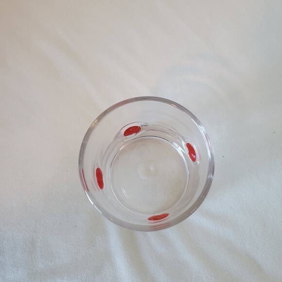 Mushroom Inlay Double Old Fashioned Lowball Glass Clear Red - Picture 4 of 5